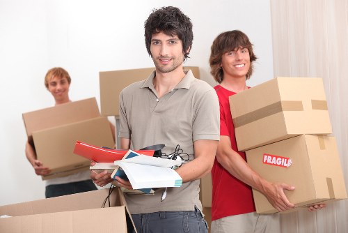 Unpacking service helping a family settle into a new home