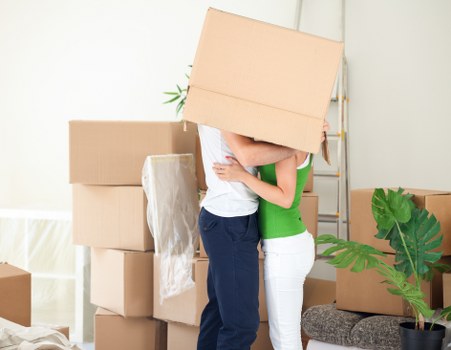 Packed boxes and prepared items ready for a move in Haringey