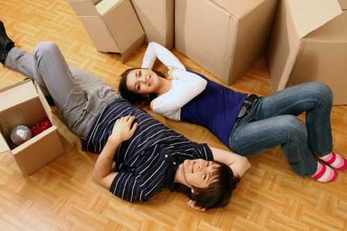 Packed boxes and furniture ready for a local move